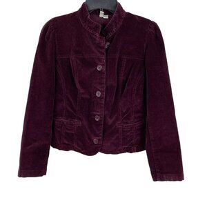 St. Johns Bay Womens Stretch Corduroy Jacket Size S Cotton Blend Burgundy